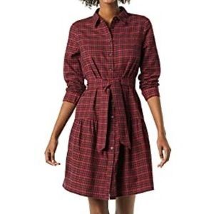 NWOT Cabin Plaid 100% Cotton Belted Shirt Dress WITH POCKETS!